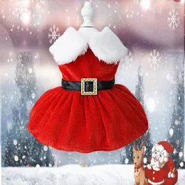 Vestidos de estimação para cães para cães de cães de cães de cães de gato de natal Red Princess Skirt Puppy Natal vestido chihuahua yorkies pug poodle traje