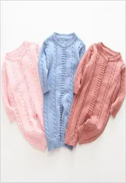 Baby tröja rompers barn solid stickad jumpsuits spädbarn bomull slätt onesies boutique nyfödda mode bodysuits toddle klättra clot3574445