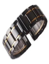 20mm 21mm 22mm 23mm 24mm Ceramic Watchbands Strap Högkvalitativ klocktillbehör svart med guld för smarta klockmän kvinnor releas2605874