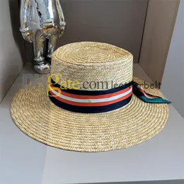 Luxury Wide Brim Straw Hat Metal Letter Fisherman Hat Summer Soles Sun Hat With Silk Scarf Women Designer Fisherman Cap