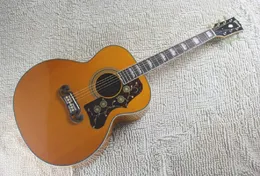 Natural Wood SJ200 Akustisk gitarr solid gitarr av högsta kvalitet fast gran baksida tiger rand1282474