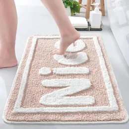 Teppiche nach Hause Badezimmer Schöner blügender Teppich flockend geschichtter, dicker Anti -Schlupf -Tuftedmattenmatten Wasser absorbierend und schnell trocknen
