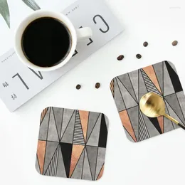 Table Mats Concrete And Copper Triangles Coasters Kitchen Placemats Waterproof Insulation Cup Coffee For Home Tableware Pads Set Of 4