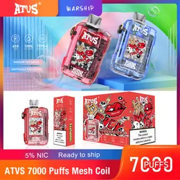 ЕС Великобритания ATVS Vape Puff 7000Puffs Одноразовые вейсы Puff 7k сетчатая катушка Puff 50 мг 650 мАч.