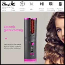 Irons USB Rechargeable Auto Ceramic Curling Iron Waver Hair Curler LED Display Curling roller Wave Automatic Rotating hair Styling