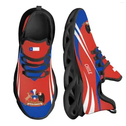 Sapatos casuais instantarts chile nacional sinalizador design impressão de emblema de emblema leve plataforma de basquete respirável snaekers