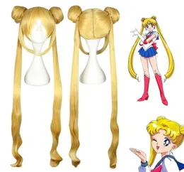 Девочки парики с 2 хвостами двойной булочной волосы косплей Sailor Moon6191790