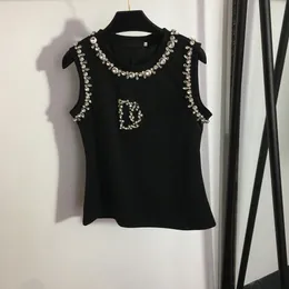 2024 Designers T-shirts Women Clothes Letter Shirt Tops blouse crop tank top Diamond-set crew neck tank top black dress Casual ladies top spotify sexy summer SML