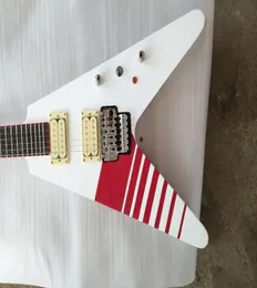 Buckethead personalizado KFC Branco Voador V Viga Elétrica Floyd Rose Tremolo Bridge Bloding Nut Red Killswitch Botão vermelho Bind3084511