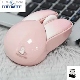 마우스 M6 무선 마우스 음소거 토끼 귀여운 소녀 사무실 노트북 휴대용 라톤 inalambrico 핑크 그린 옐로우 블루 마우스 Y240407