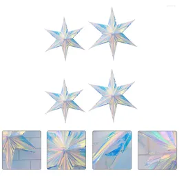 Flores decorativas 4 PCs Star hexagonal Ornament Pingente de Natal Pingente de decoração pendurada papel de lanterna de neon colorido Film Wedding