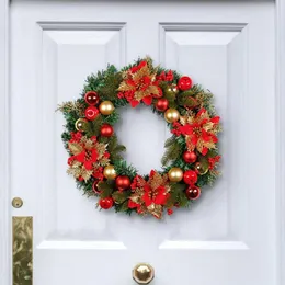 Dekorativa blommor Holiday Artificial Wreath Indoor Outdoor Festlig Flower Christmas Inomhus/Outdoor Garland Decoration för ytterdörren