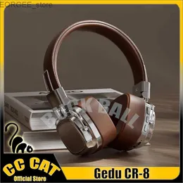 Mobiltelefonörlurar GEDU CR-8 Retro Trådlös Bluetooth-hörlurar över öronhuvuden Fällbara hörlurar Långt uthållighetsbuller Reduction Gamer Earphones Y240407