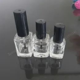 저장 병 500pcs 5ml 정사각형 매니큐어 병 흰색 검은 뚜껑 작은 유리