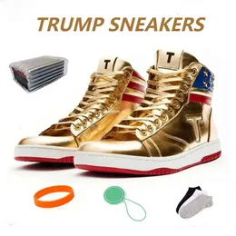 D Trump Fuok Sneakers The Never Surrender High Tops Designer 1 TS Gold Gold Custom Men Outdoor Sneakers Comfort Sport Casual Casual Lace-up ao ar livre sapatos de festa