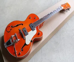 Fabriksanpassad Rosewood Fingerboard Semihollow Orange Body Electric Guitar med Chrome HardwareTremolo Bridgecan anpassas2311083