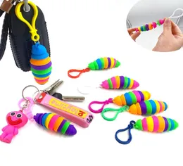 Fidget Toys Slug Keychain artikulierte flexible 3D -Slugs Schlüsselanhänger Sensorische matschige Stressablagerung Autismus braucht Antistress Rainbow1441946