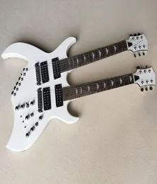 Weiß ungewöhnlich geformte 126 Saiten Doppel -Nacken -E -Gitarre mit Humbuckers Pickupsrosewood Fretboard6357618