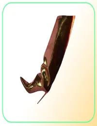 Взлетно -посадочная полоса женщин 039s длинные ботинки Candy Color Mirror Кожаные женщины на коленях супер высокие каблуки Стилето Демония Вечеринка Wed3083319474