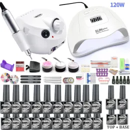 Accesories Nagelgel Politis Set mit 120/54/6W UV LED -Lampe 10/20 Farben Gel Polnisch Nagelbohrer Hine Nagellack Kit Nagelkunstwerkzeuge Set Set Set