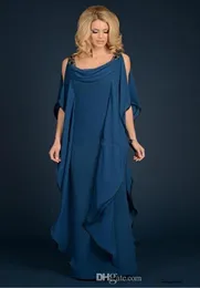 2019 Nuova Champagne Navy Blue Blue Mother of the Bride Dresses Guerst Chiffon Beloned Plus Size Fluering Mother Formale Evening Dr5845119