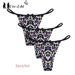 Mierside 3PCSlot Colorful Leopard Print Sexig GString Women Plus Size Underwear High Quality Thongs S6XL 240407