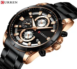 Curren Top Brand Luxury Men Watches Sporty Stainless Steel Band Cronógrafo QuartzWatch de Wrist With Data Auto Relogio Masculino2918198