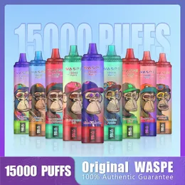 オリジナルのWaspe Puff 12000 15000 18000使い捨ての蒸気込みデバイスパフ12k/15k/18K充電式eタバコスマートLCDディスプレイスクリーンランド