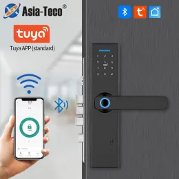 Sperren Sie Tuya Bluetooth Electronic Smart Lock Support App/Biometrische Fingerabdruck/IC -Proximitätskarte/Passwort/Temporäres Passwort/Taste Entsperrung