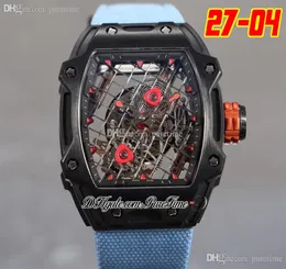 2704 Tourbillon Rafael Nadal A21J Automatyczne męskie zegarek 2022 PVD stalowa obudowa tenisowa szkielet szkieletowy Orange Crown Blue Nylon ST3399735