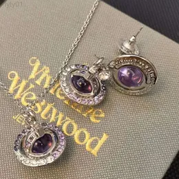 المصمم Viviane Westwood Jewelry Empress Dowager XIS High Version Super Superling Saturn Tradient Full Diamond Diamons SteroScopic Netclace Netclace Light Luxury Hig