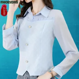 S4XL Spring Peplum Tops Women Basic Wear Office Lady Long Sleeve Solid Retro Vintage French Design Shirts Blouses 240407
