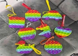 Rainbow Pioneer Fidget Toys Push Key Chain Car Mela Car Corial Silicone Kids Educational Decompression Simple Pooits Toy Pandent G7474153