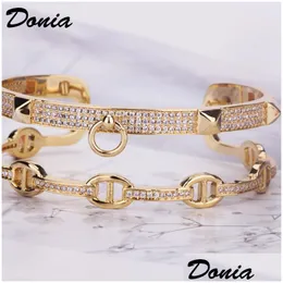 Bangle Donia Jewelry Party European and American Fashion Duży klasyczny nos świnia miedzi miniaturowa inkrustowana bransoletka cyrkonowa rin dh67n