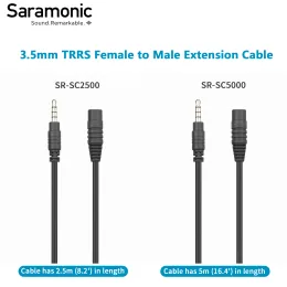 Accessories Saramonic Srsc5000 Srsc2500 2.5m/5m Length 3.5mm Trrs&trs Female to Male Microphone Extension Cable for Smartphones and Camera