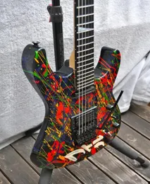 Nadir Jack PC1 30. Yıldönümü İmzalı Phil Collen Splatter El Boyalı Elektro Gitar Floyd Rose Tremolo Köprüsü Siyah Donanım9747297