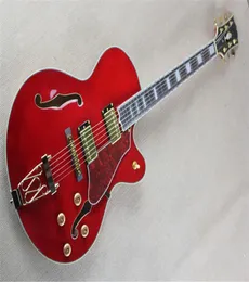Hela anpassade semi ihåliga kroppar L5 Jazz Electric Guitar Red Fhole i stock3331992