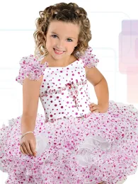 Kleider Ritzee Girls B741 Ruffen Ärmel Cupcake Festzugskleid für kleine Mädchen 1950 inspirierte Tutu -Kleid für Party Custom