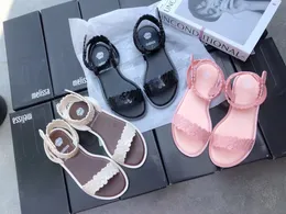 Melissa Designer Sandalen Schuhe Luxus Holz flache Sandalen Rutschbriefschützer Pantoffeln Womans Pink Slipper Sommer Beach Plattform Leinwand Fischgramm