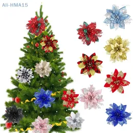 Dekorativa blommor glitter artifical jul Xmas falskt blommaträd dekoration navidad festår ornament heminredning