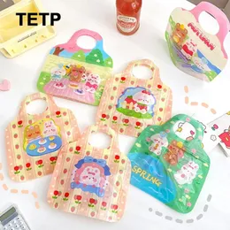 Aufbewahrungstaschen TETP 50pcs Geschenk mit Griffen Geburtstag Kindertag Babyparty Süßkekse Ornamente Verpackung Display -Gefälligkeiten stehen stehen auf