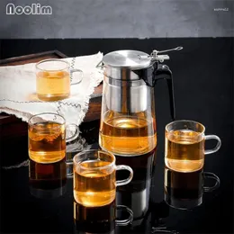 Tee -Sets hitzebeständige Glas -Teekanne mit 304 Edelstahl -Tee -Infuser Chinesische Set Transparent Topf Filterkessel 750 ml