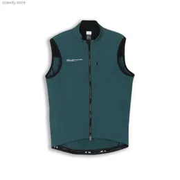 メンズTシャツ22すべての新しいExplore Winter WindProofとThermal Inner Cycling Vest 2レイヤーウェア胸ポケットH240407