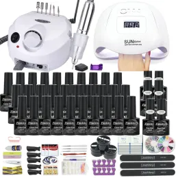 Manicure de clipe com lâmpada de unha LED 120W unhas Conjunto de unhas 30/20/10 Color UV Polish Gel Nail Kit Ferramentas Set com Drill Brill Hine unha Arquivos de unhas