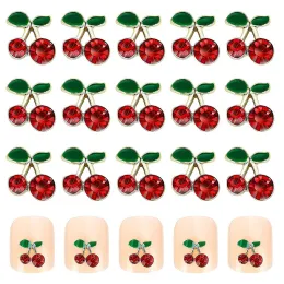 Equipments 100pcs Cherry Nail Charms Red Crystal Nail Art Decorations Glass Diamond Nail Art Rhinestones Diy Nail Art Accessories Parts