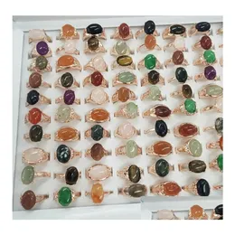 Pierścień Solitaire Natural Stone Sier Rose Gold Rings for Women Men Prezent Difmian Style Projekty pary projektant biżuterii