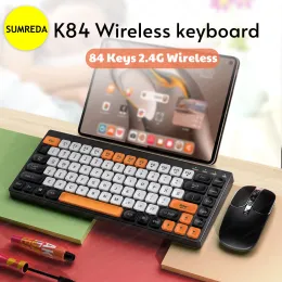 Combos 2.4G Mini Bezprzewodowa klawiatura dla iPad Tablet 84 Keys Keycaps Gaming Bluetooth Klawiatura i zestaw myszy dla komputera laptopa