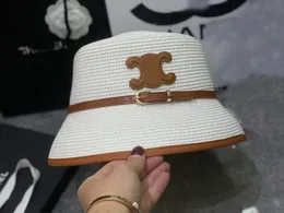Celins franska stråhatt kvinnors designer cap beanie rem strap strå hatt sol hatt mode stickad hatt kvinnor bred brimlig hatt sommarhatt