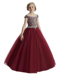 Sweet Girls Girls Pageant Dresses Tulle Off the spalla abito da ballo per bambini da ballo per bambini Long Princess per bambini1879373