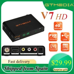 Box New GT Media V7 HD -Satellitenempfänger DVBS2X Support CCAM Newcam mit USB -WiFi -Satellitdedecoder PK V7S2X Stock in Spanien -TV -Box
